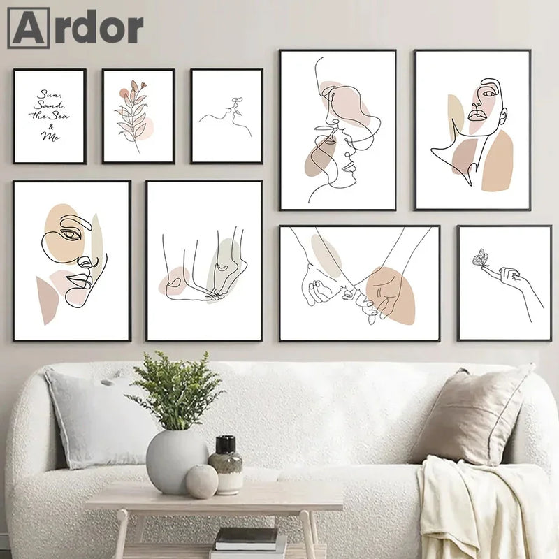 affiches abstraites femmes couple minimalisme art mural nordique