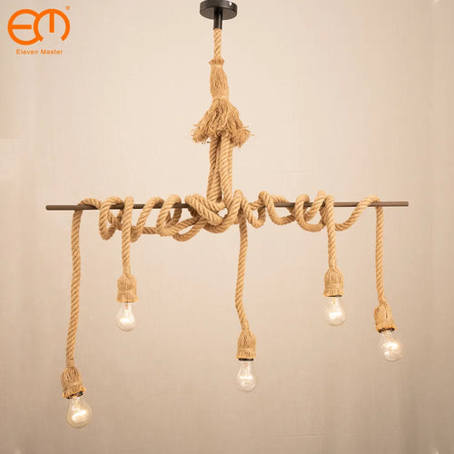 Suspension vintage en corde de chanvre