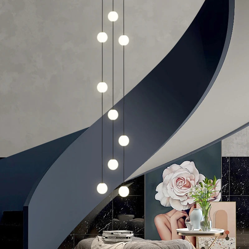 lustre long moderne minimaliste pour duplex villa appartement