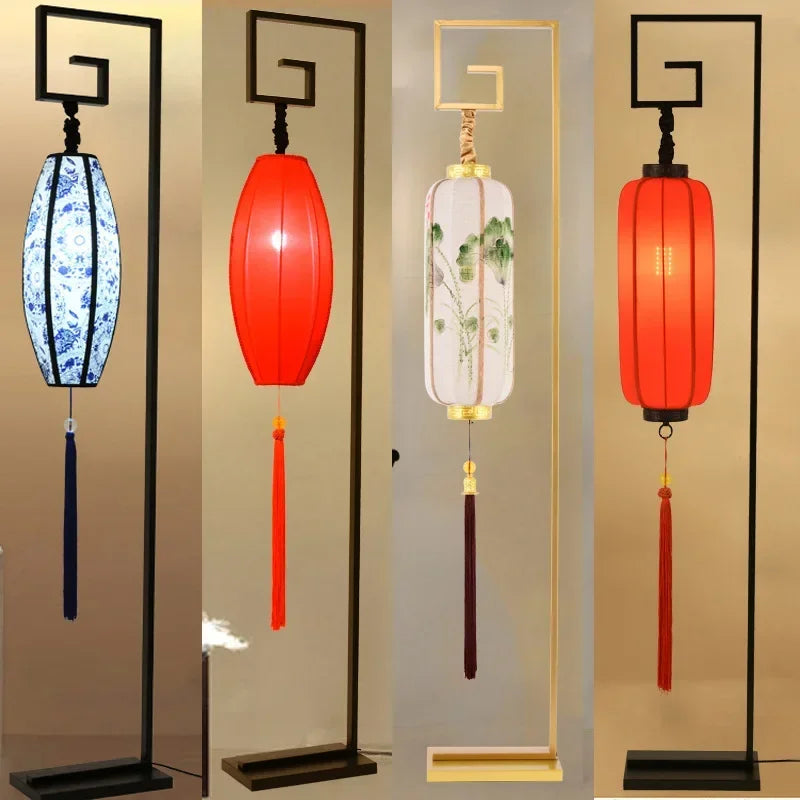 lampadaire rétro zen chinois pour décoration moderne intérieure