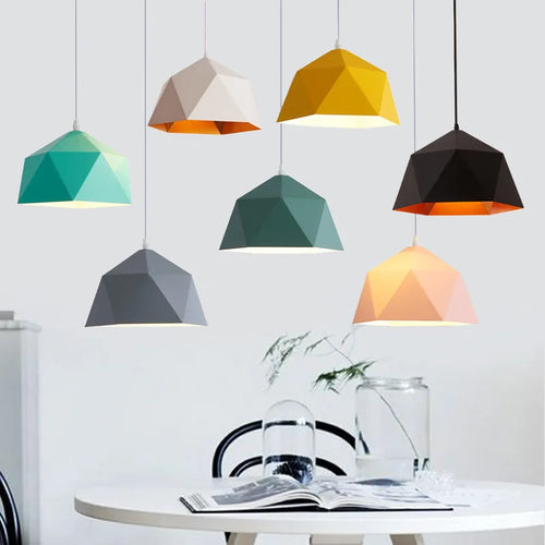 lustre nordique macarone géométrique led décoratif suspendu