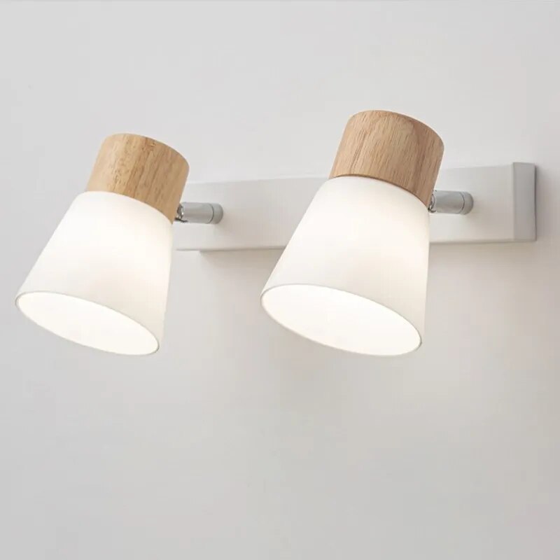 applique led double tête bois verre maison décor luminaire