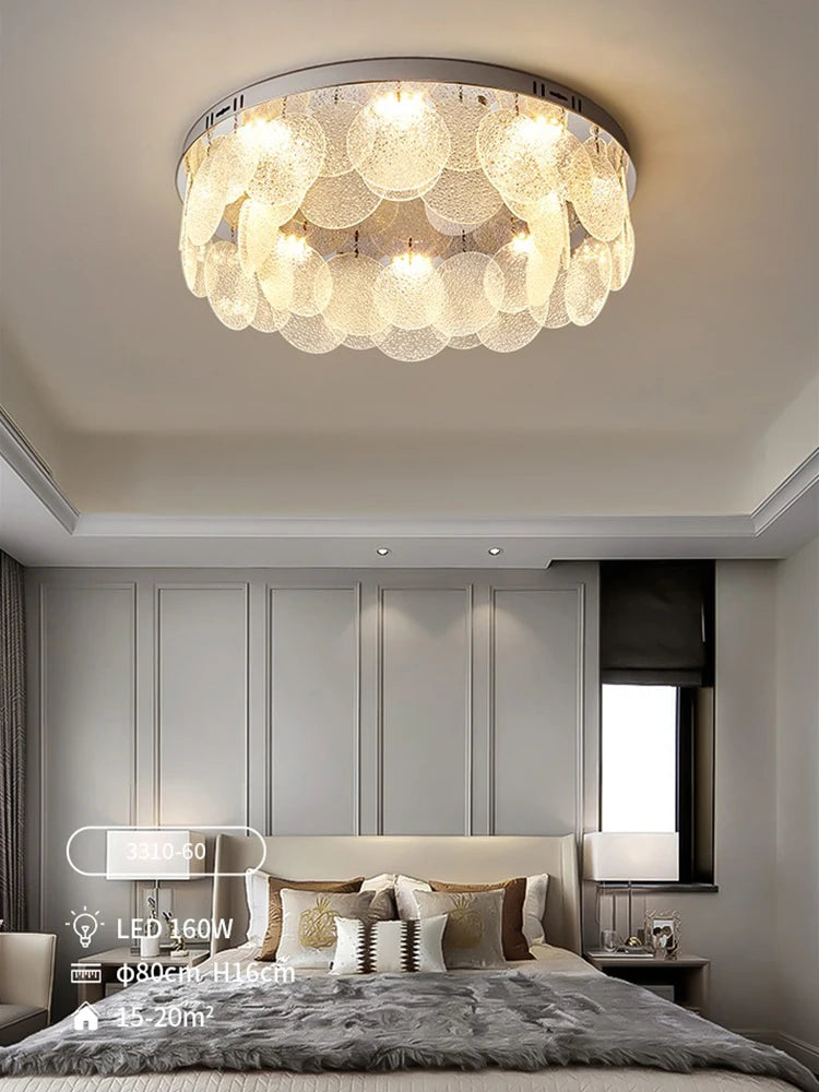 plafonnier led en verre rond de luxe moderne