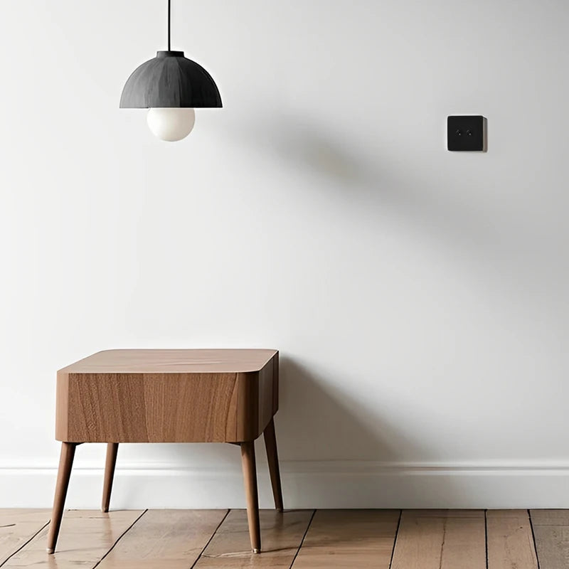 Prise TV et RJ45 en acier noir mat bords arrondis