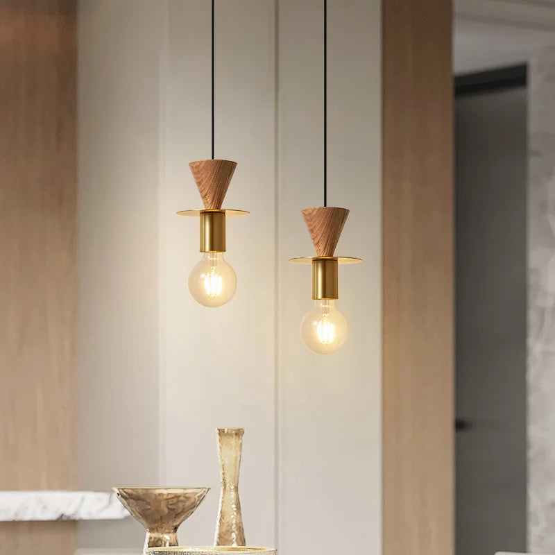 lampe suspendue moderne en bois pour bar