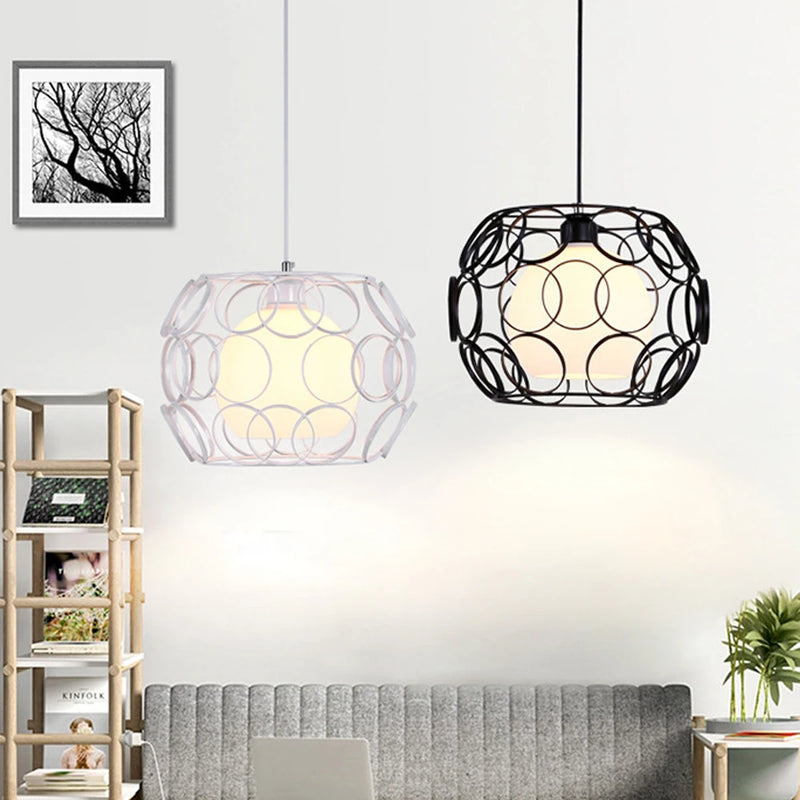 lustre industriel rétro en fer avec lumière led moderne