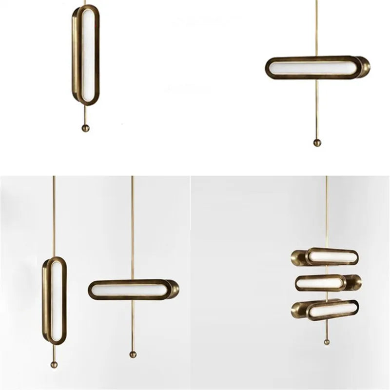 Circuit Suspension Nordique Créative LED Lumière Dorée Postmoderne pour Salon Cuisine Loft Chambre Chevet Lampe À Tête Unique