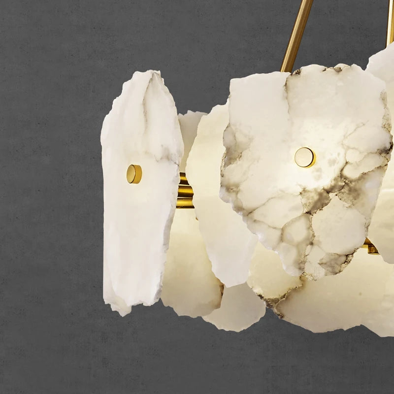 lustre créatif en tranche de marbre avec suspension led