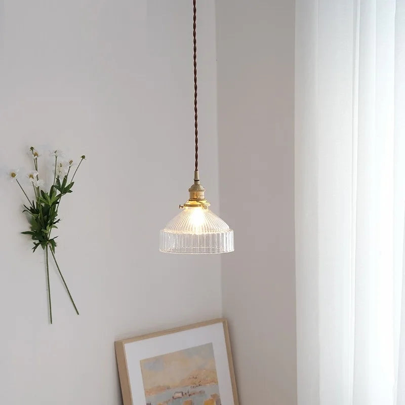 suspension vintage en laiton et verre japonais pour éclairage de maison