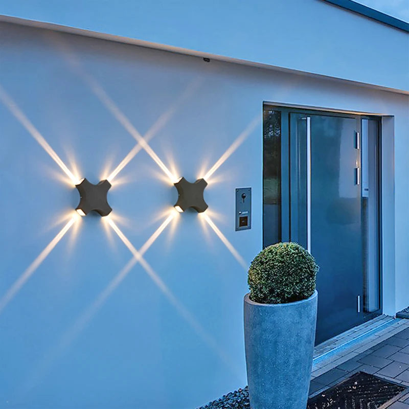 Moderne Simple 12W croix étoile lumière extérieure étanche applique murale LED décor porte d'entrée appliques jardin porche applique murale IP65