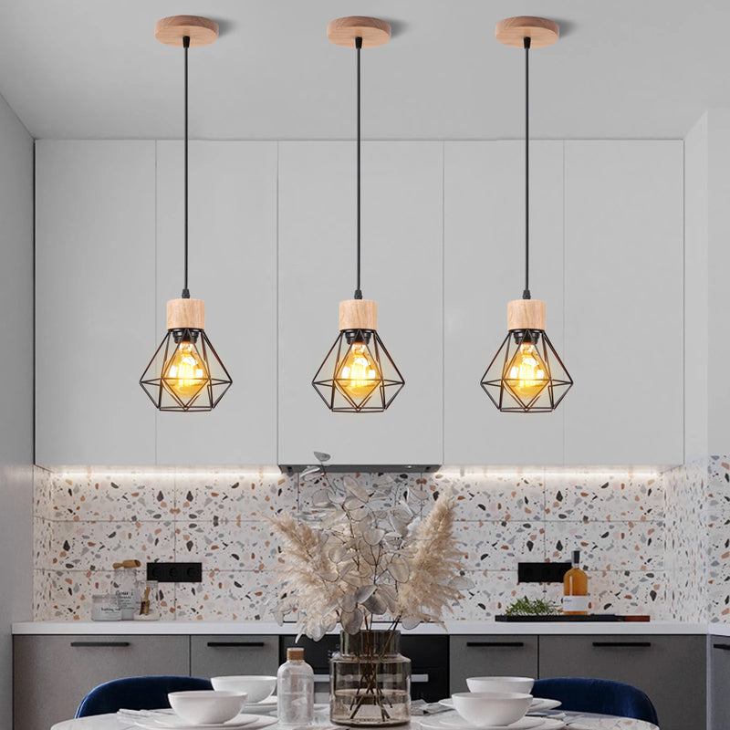 suspension vintage nordique en bois pour éclairage intérieur