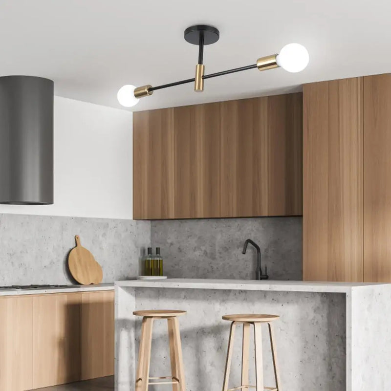 plafonnier rétro en fer forgé LED noir et or E27 lumière salon barre décoration moderne luminaire maison