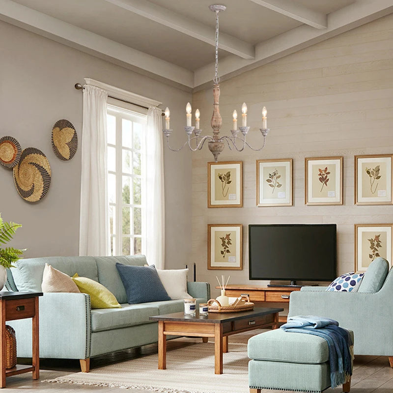 lustre en bois style Américain Rural Vintage salon salle à manger chambre suspension café magasin de vêtements plafonnier