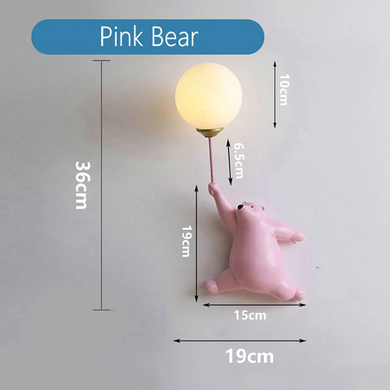SANDYHA ours applique murale LED lampe chambre d'enfants lune boule lumières enfants fille chambre chevet décor à la maison couloir pépinière appliques