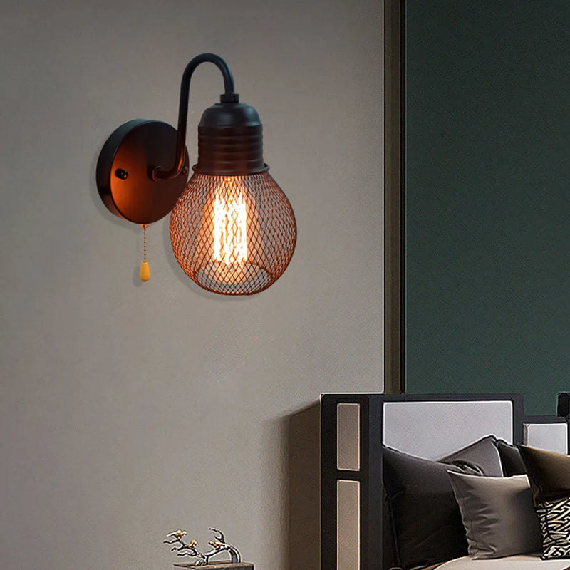 applique murale loft rétro avec interrupteur pour décoration