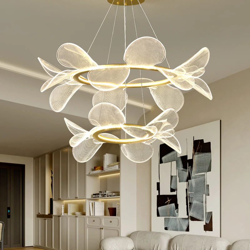 lustre en acrylique avec anneau doré à intensité variable livraison directe