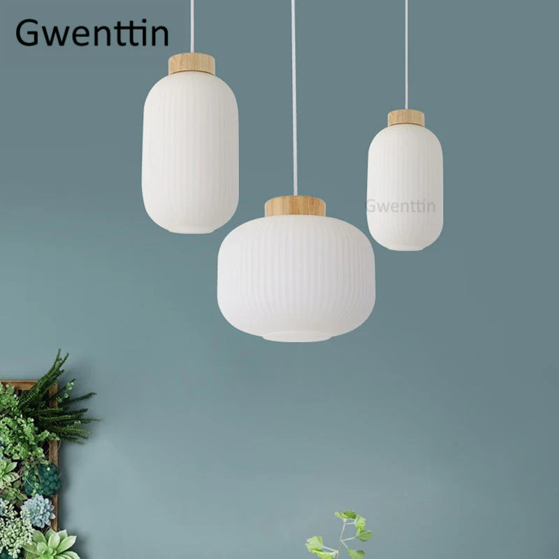 suspension en bois et verre style nordique moderne décoratif intérieur