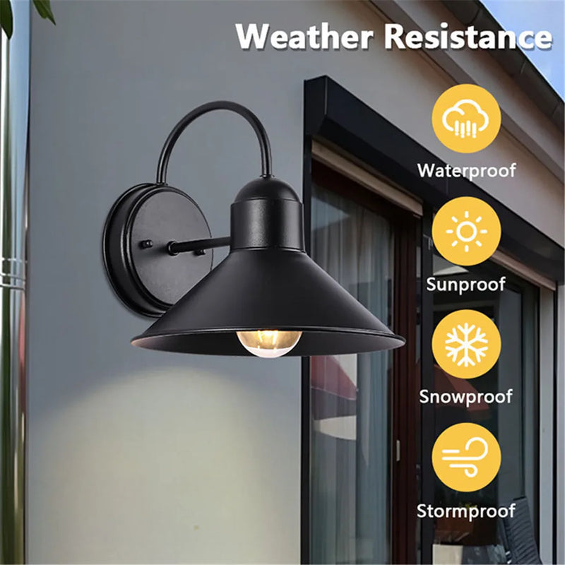Appliques murales extérieures lumières de grange de ferme applique murale noire avec prise E27 lanterne murale extérieure étanche antirouille pour la maison