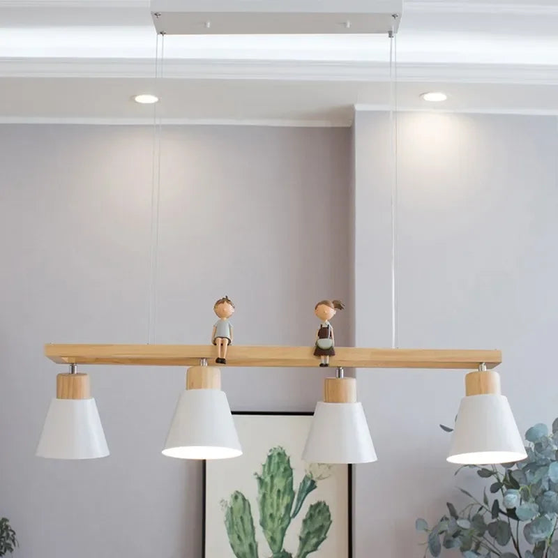 Suspension en fer nordique minimaliste en bois Macaron