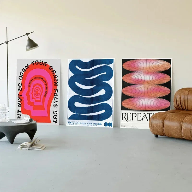 affiche rétro abstraite dégradé pour décoration murale