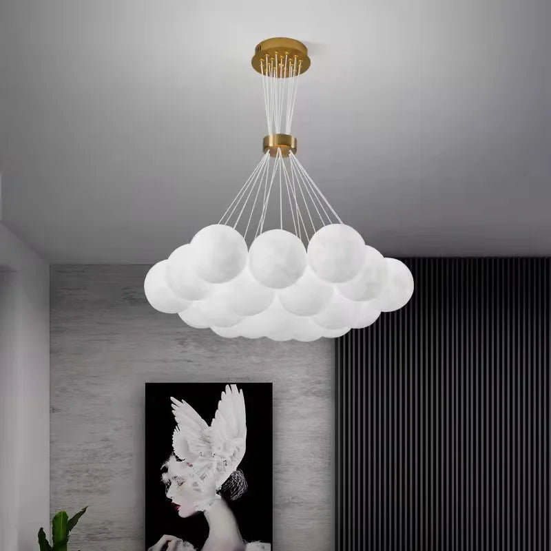 lustre nordique planète lune design bulle led décoration maison