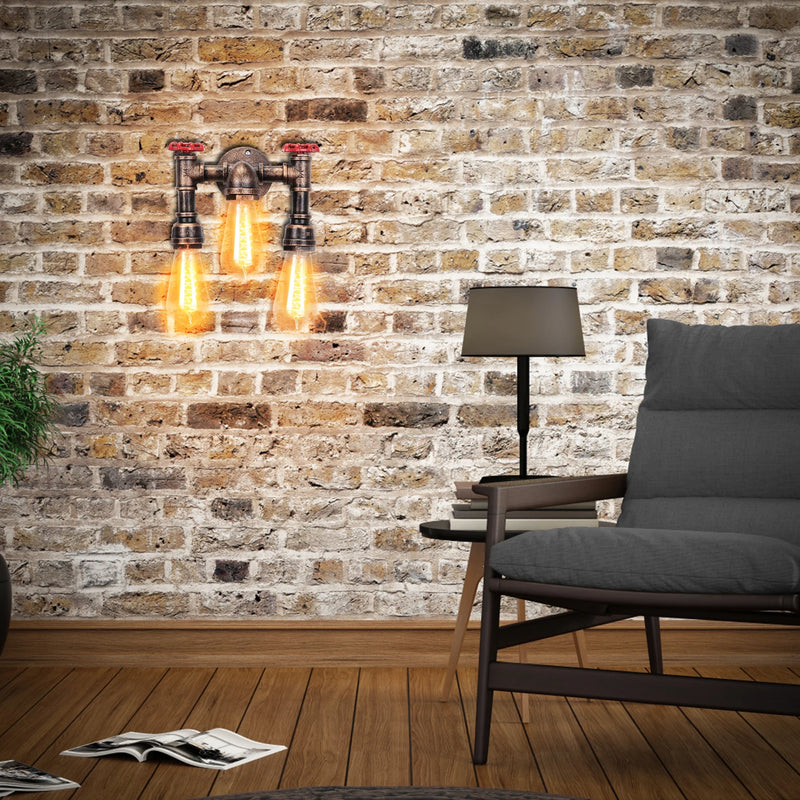 applique murale vintage steampunk en fer avec tuyau d'eau