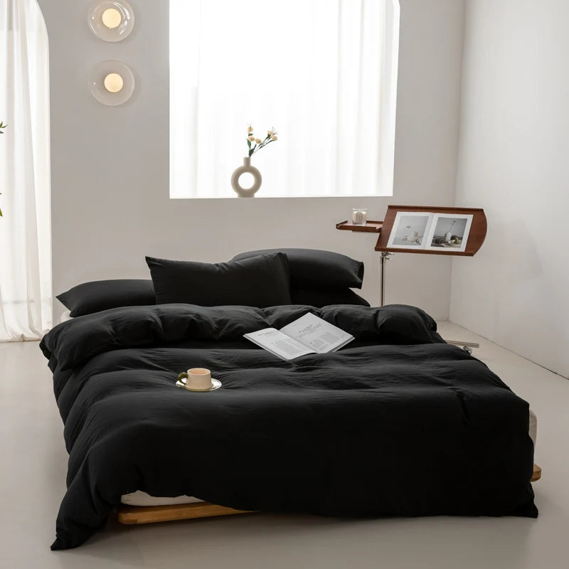 parure de lit en coton japonais doux avec housse et taies d'oreiller