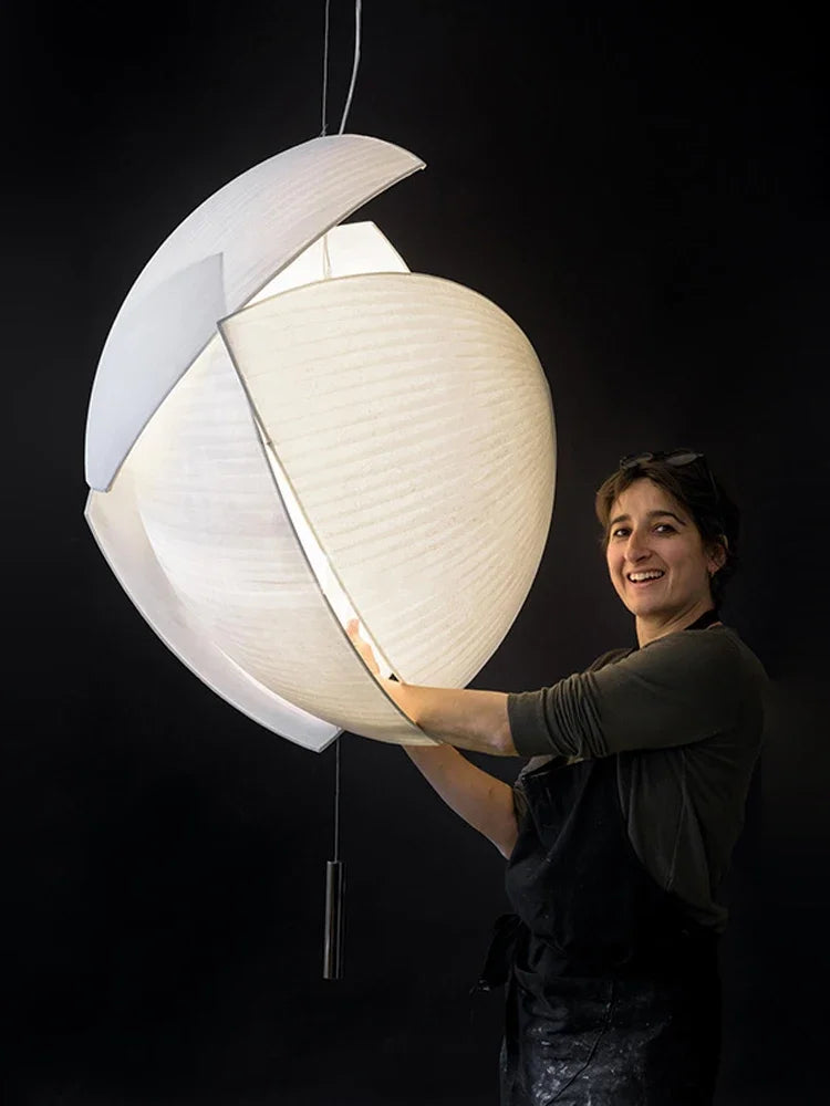 lustre led design moderne wabi sabi tissu éclairage décoratif
