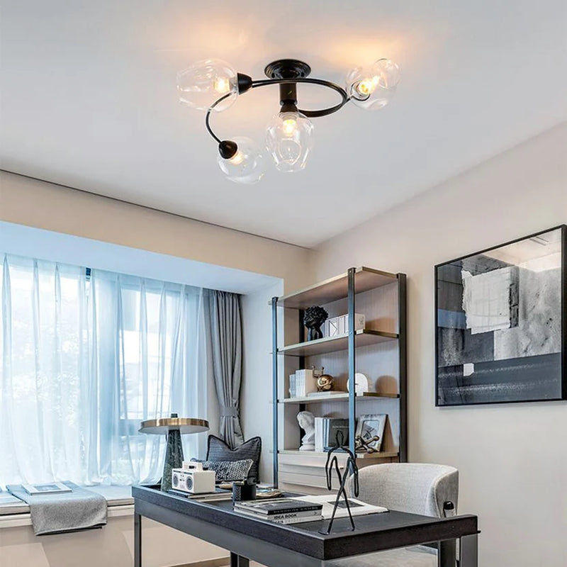 lustre moléculaire led en verre pour table à manger