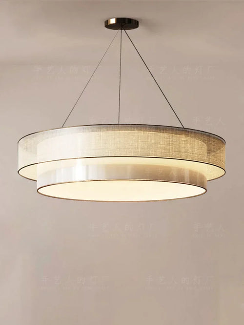 lustre circulaire style chinois zen avec tissu luminaire ingénierie