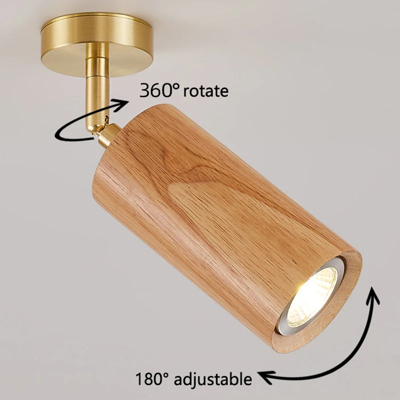 spot de plafond réglable en bois pour hôtel et magasin