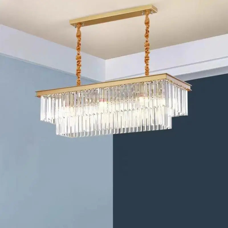 lustre led en métal style rétro américain avec chaîne et cristal