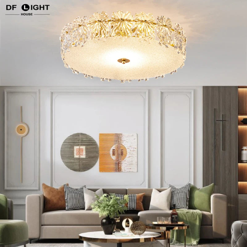 Plafonnier en cristal moderne chambre plafonnier cuisine lustre en cristal salle à manger luminaire en verre doré