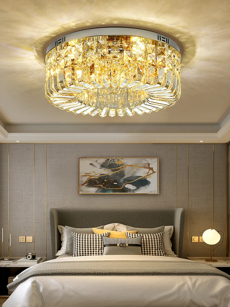 plafonnier led classique en cristal chromé pour intérieur moderne