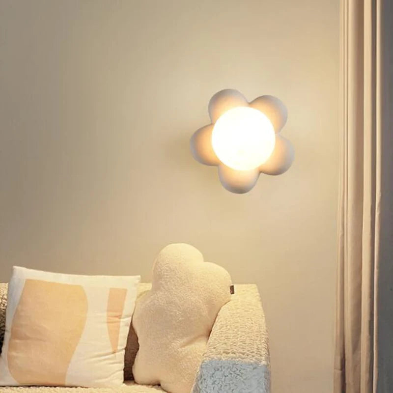 applique murale LED en résine en forme de fleur