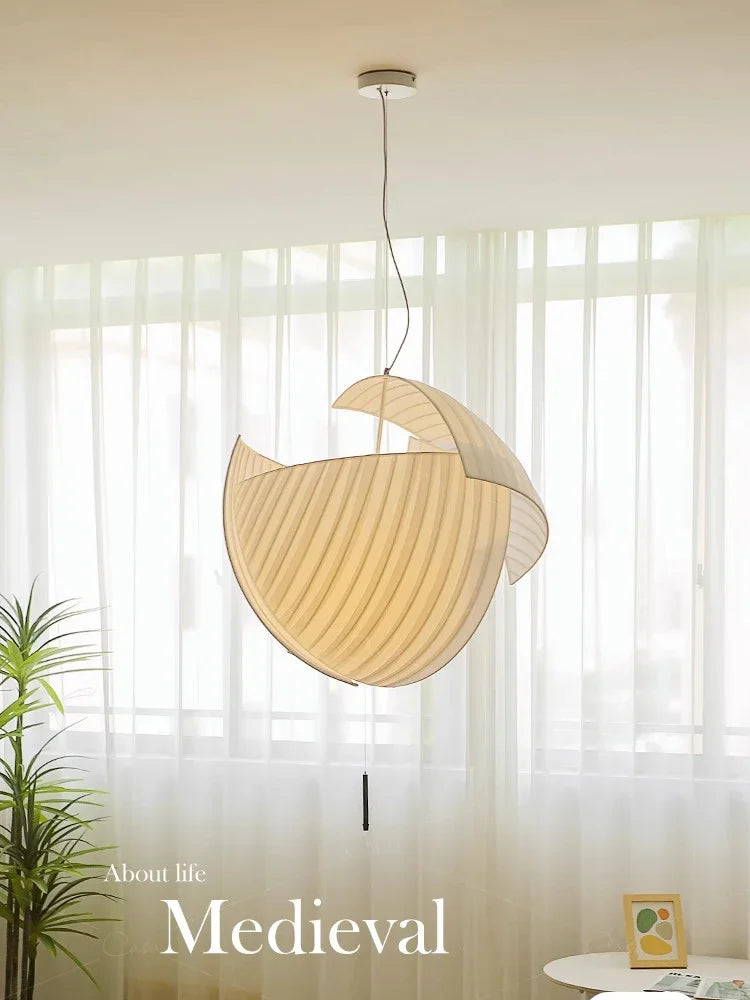 lustre led design moderne wabi sabi tissu éclairage décoratif