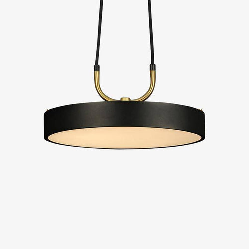 Suspension design à LED disque aux bords épais métal noir