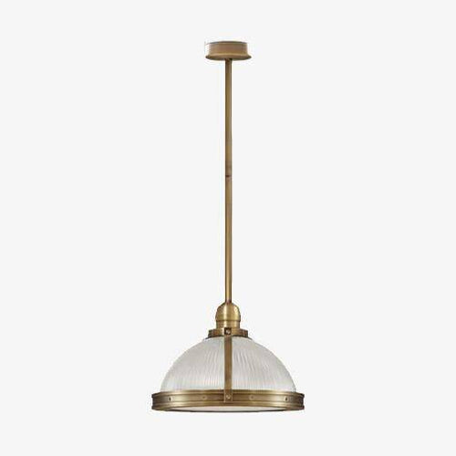 Suspension LED en verre et métal doré Vintage