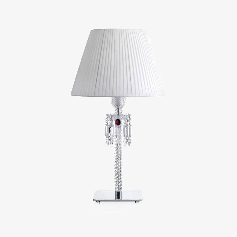 Lampe de chevet rétro LED avec abat-jour blanc et verre cristal Diamond
