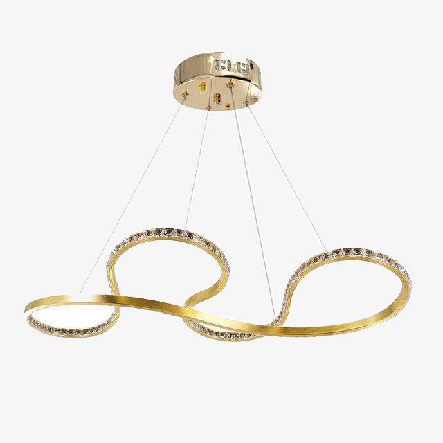 Lustre design arrondi à LED doré et cristal