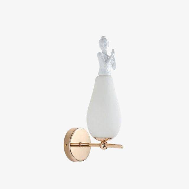 Applique murale design à LED en métal avec abat-jour blanc style Ange