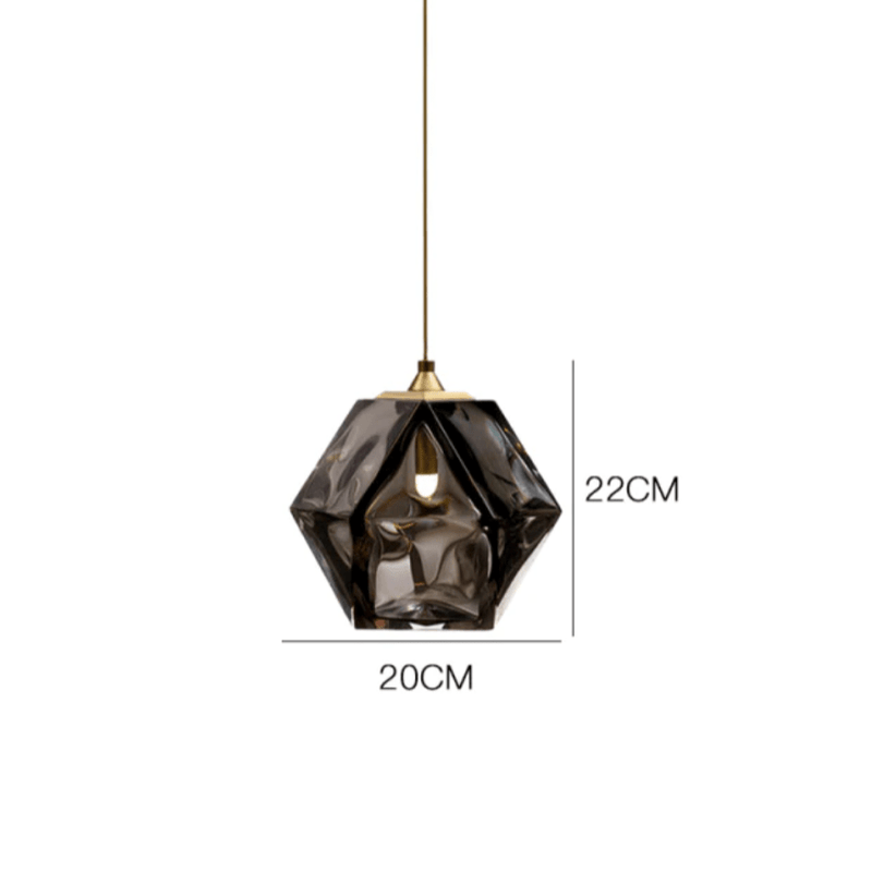 Suspension design diamant coloré en verre cristal