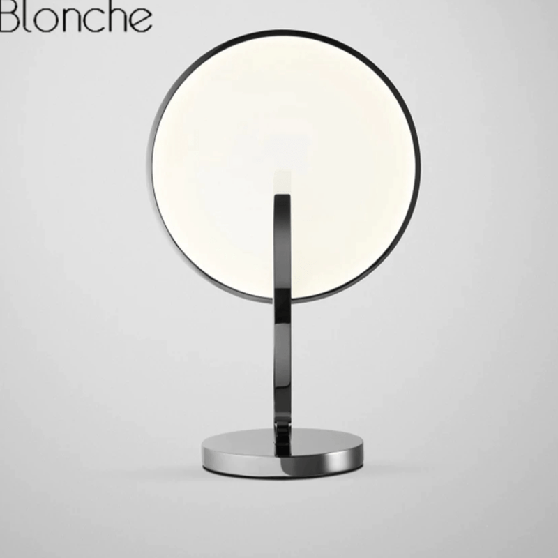 Lampe à poser design LED avec double disque argenté Lee
