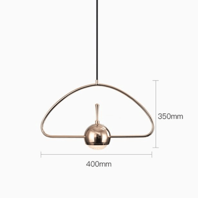 Suspension design de plusieurs forme dorée avec boule à LED