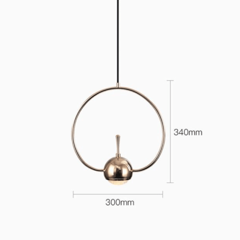 Suspension design de plusieurs forme dorée avec boule à LED