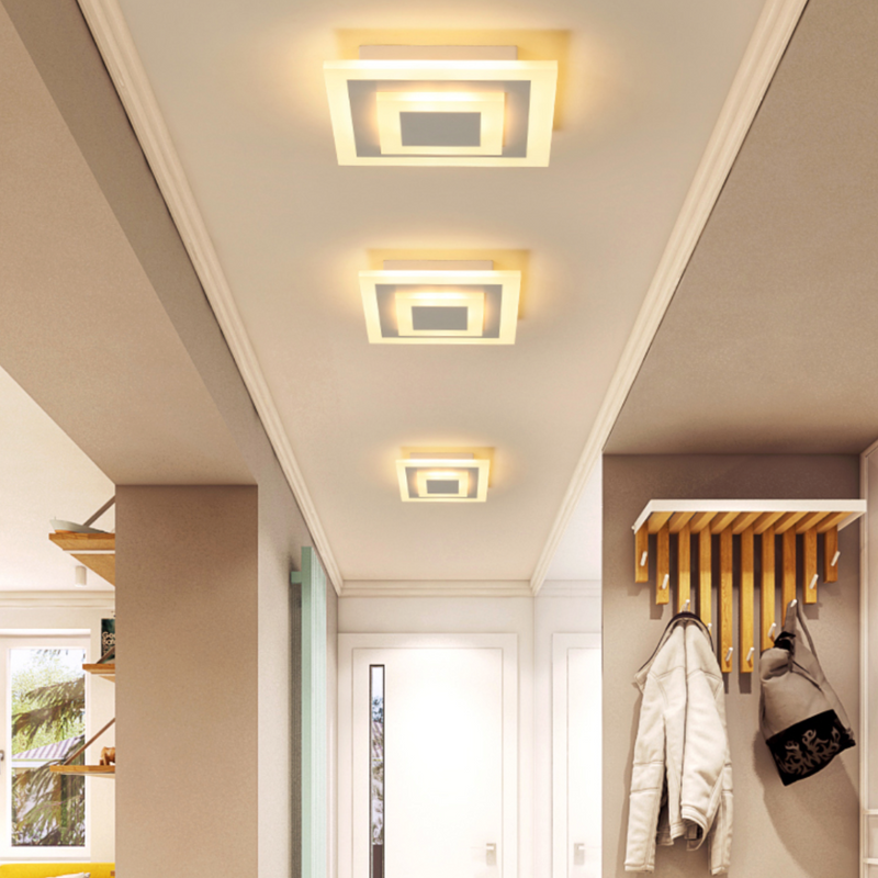 Plafonnier design LED en forme circulaire ou carré en métal Davis