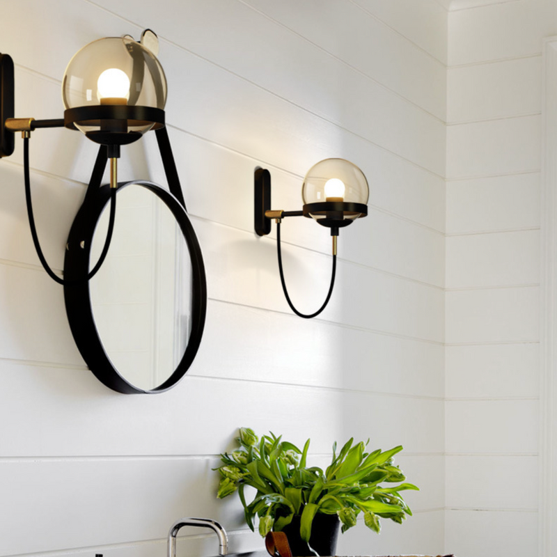 Applique murale LED métal et boule en verre