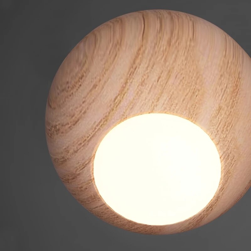 Suspension design avec abat-jour en bois arrondi Ornez