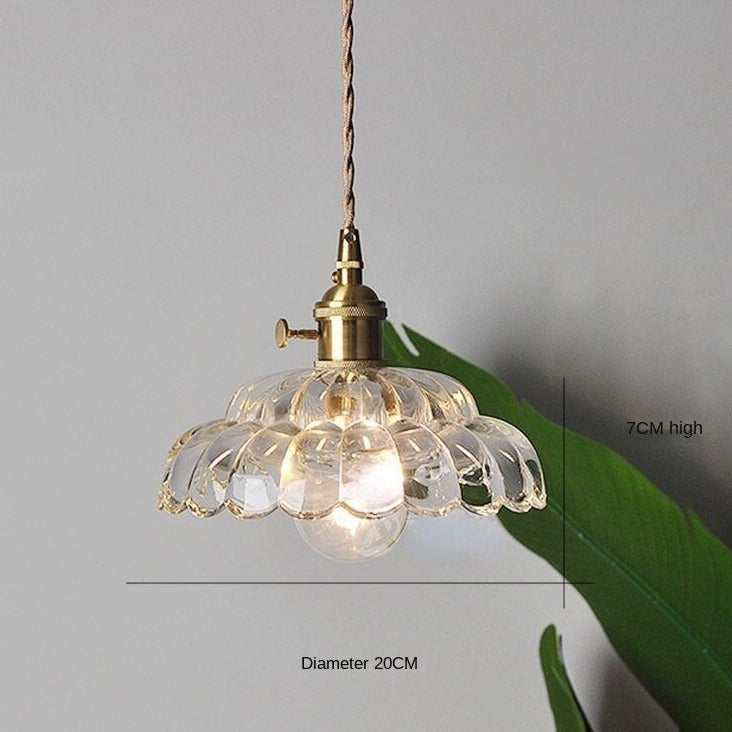 Suspension avec abat-jour en verre rétro Lodge