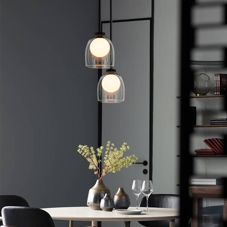 Suspension design avec abat-jour en verre Jowie